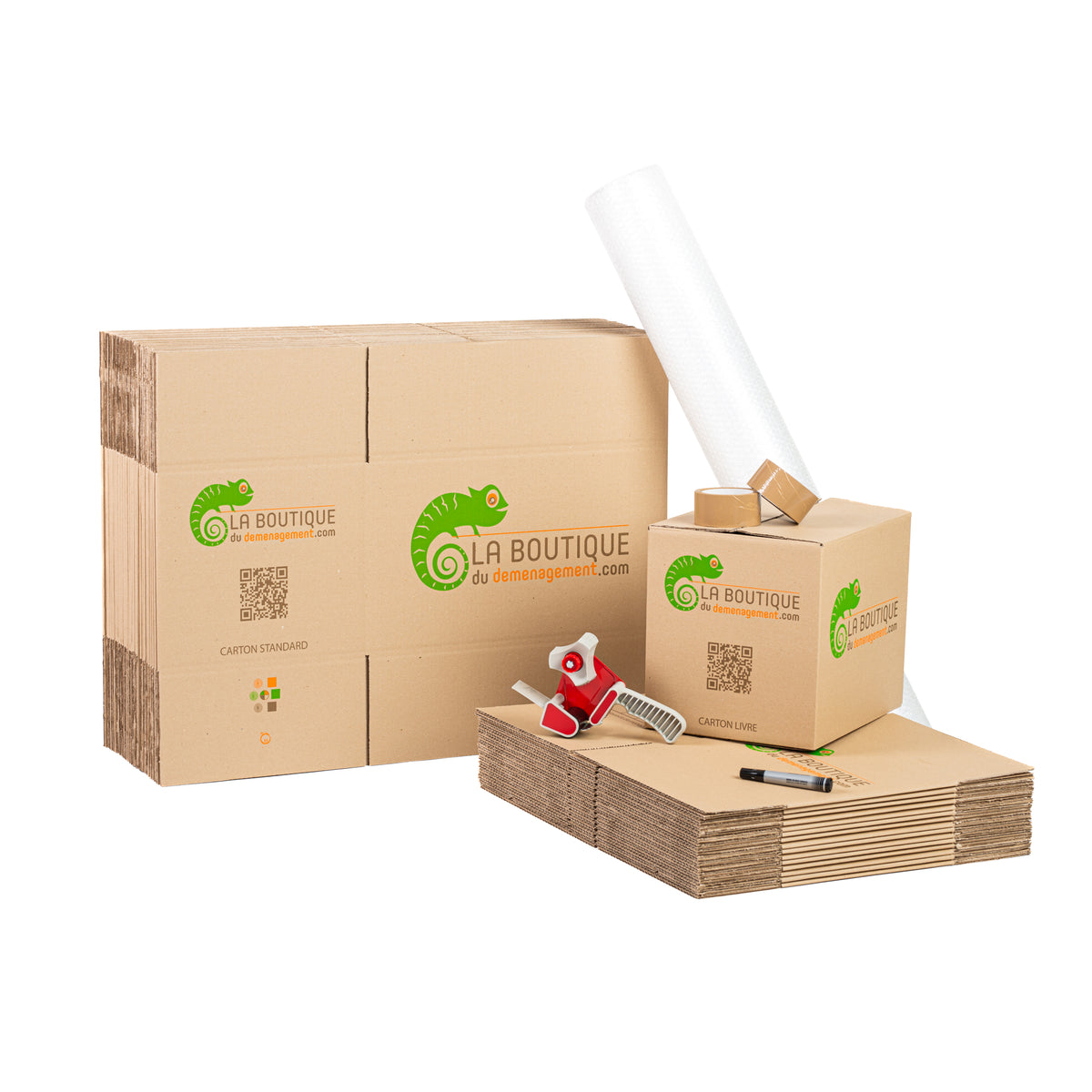 Kit 60 cartons déménagement standard avec 3 rouleaux d'adhésif gratuits :  : Fournitures de bureau